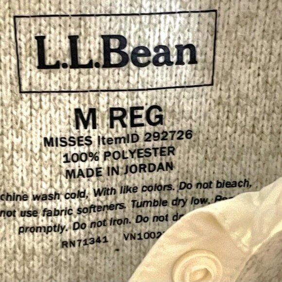 LL Bean Sweater Fleece Women Size M Light Brown Kangaroo Pocket Stand Up Collar - Picture 7 of 12